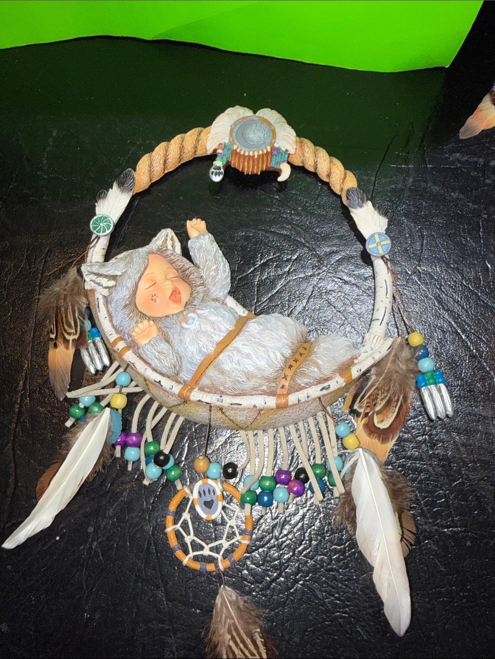 The Bradford Exchange Brown, Cream and Tan Dreamcatcher Baby in Cradle Necklace - Picture 5 of 8